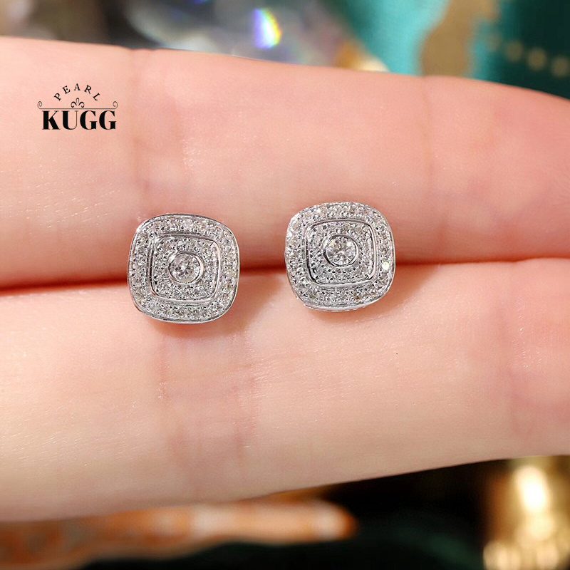 Diamond Stud Earrings - KUGG 100% 18K 화이트 골드 귀걸이