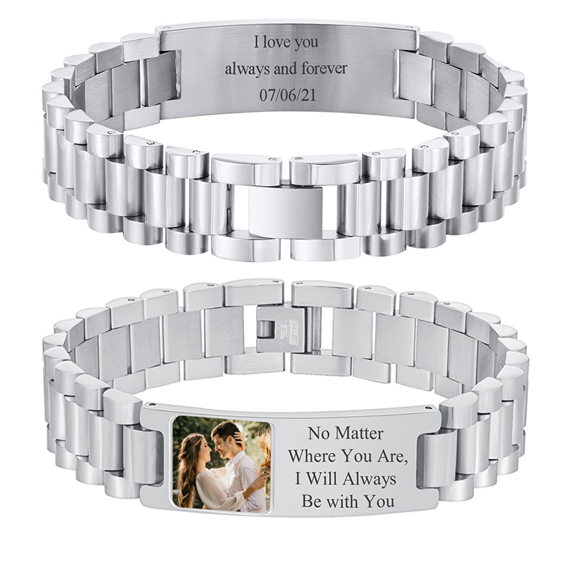 Jewelry Watches Men - 사용자 정의 그림 텍스트 팔찌 시계