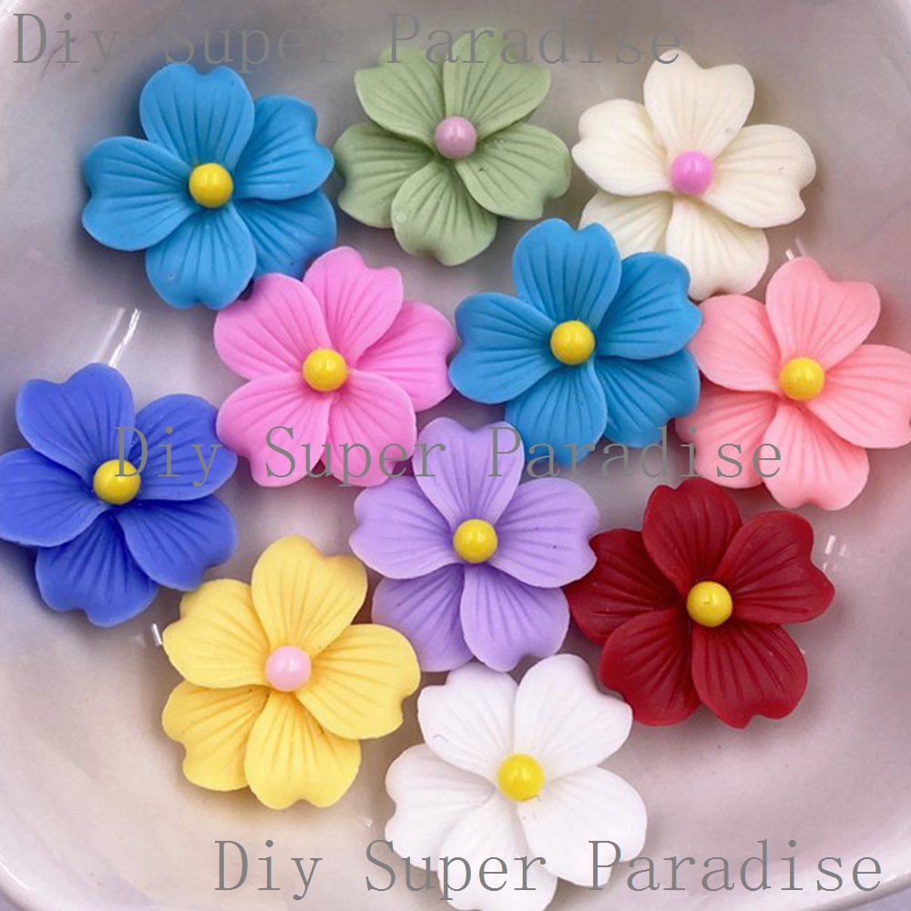 Paradise Jewelry & Watches Llc Photos - 50Pcs 수지 다채로운 16mm 꽃 플랫