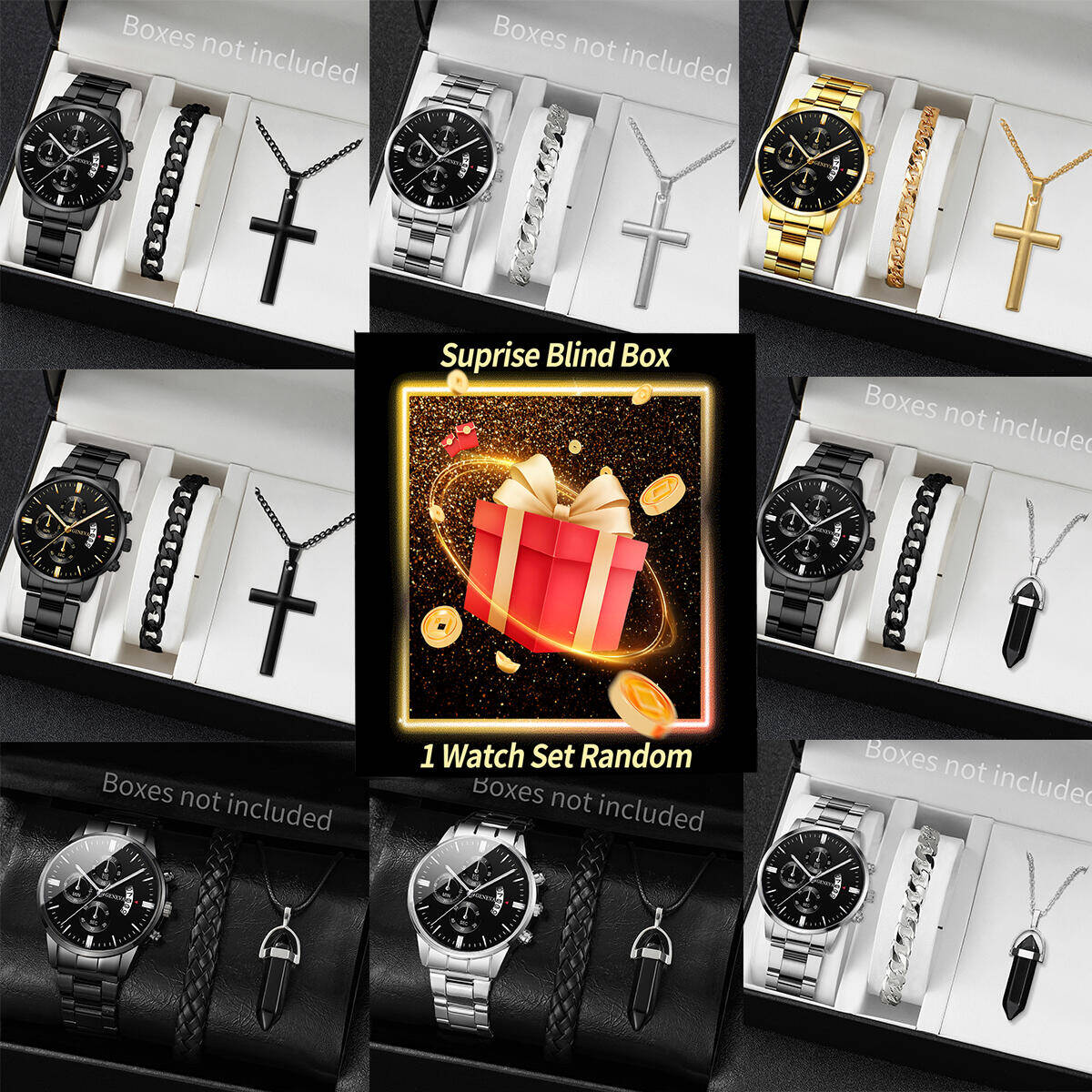 Jewelry And Watches - 서프라이즈 미스터리 시계 블라인드 박스-3개/세트 패션