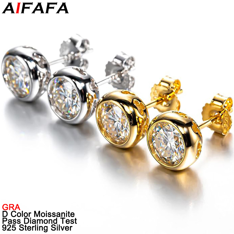 Diamond Stud Earrings - 진짜 D 컬러 모이사나이트 다이아몬드 스터드