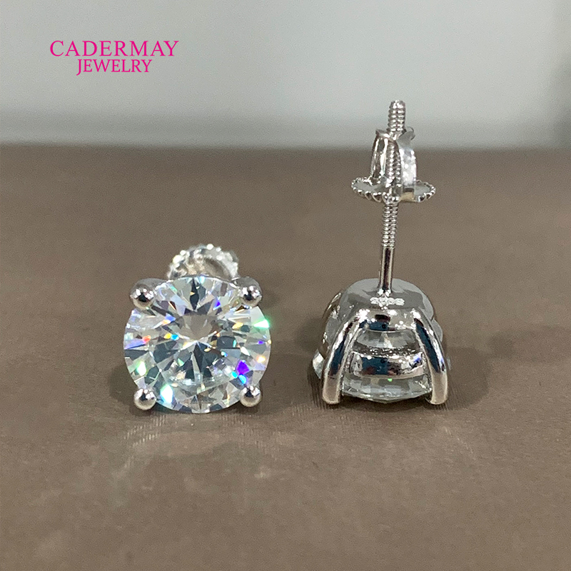 Diamond Stud Earrings - 고품질 4 프롱 스크류 백 10mm