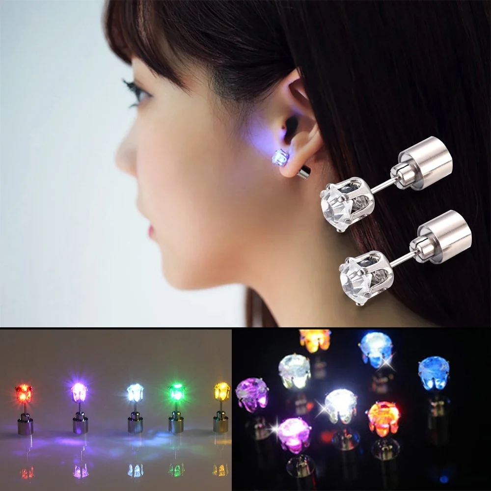 1 쌍 Led 조명 귀 스터드 깜박임 다이아몬드 크라운 - Diamond Stud Earrings 리뷰 및 가격