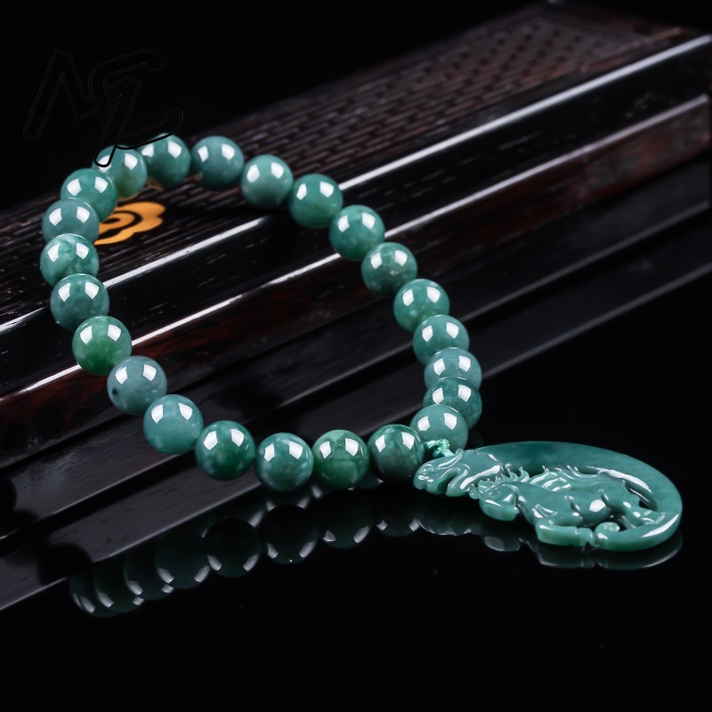 천연 비취 블루 워터 조디악 말 비즈 핸드 니팅 팔찌  - Jewelry & Watches Sp Z Oo Ul Frezerów 3 리뷰 및 가격