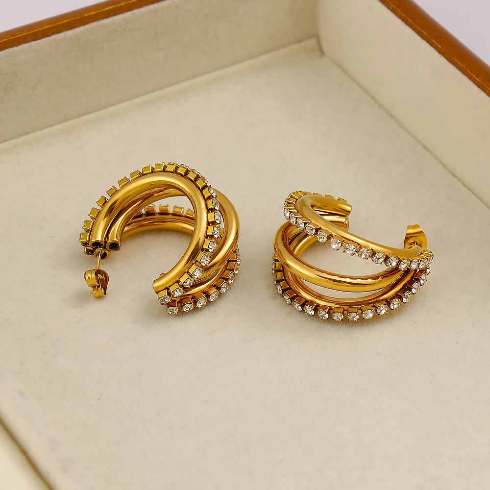 DIY 액세서리 고급스러운 C형 이중 레이어 풀다이아몬 - Diamond Stud Earrings 리뷰 및 가격