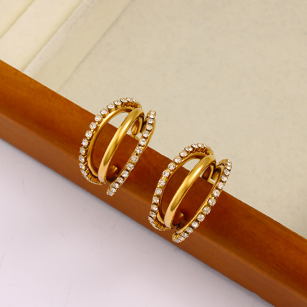 DIY 액세서리 고급스러운 C형 이중 레이어 풀다이아몬 - Diamond Stud Earrings 리뷰 및 가격