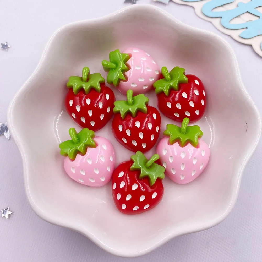 10PCS 수지 Kawaii 다채로운 만화 딸기 플랫  - Paradise Jewelry & Watches Llc Photos 리뷰 및 가격