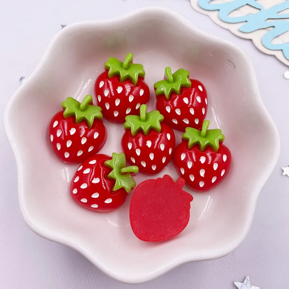 10PCS 수지 Kawaii 다채로운 만화 딸기 플랫  - Paradise Jewelry & Watches Llc Photos 리뷰 및 가격