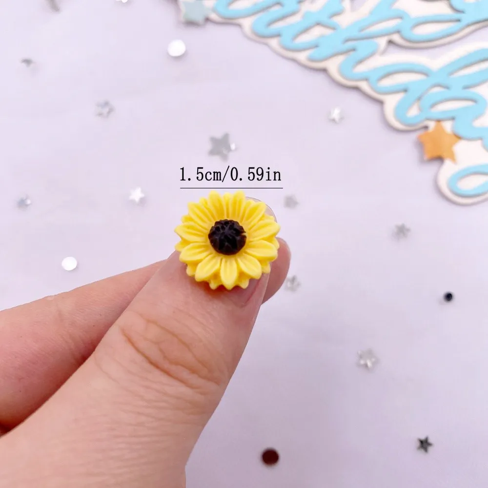송진 다채로운 해바라기 플랫백 꽃 스톤 보석 입상 스크 - Paradise Jewelry & Watches Llc Photos 리뷰 및 가격