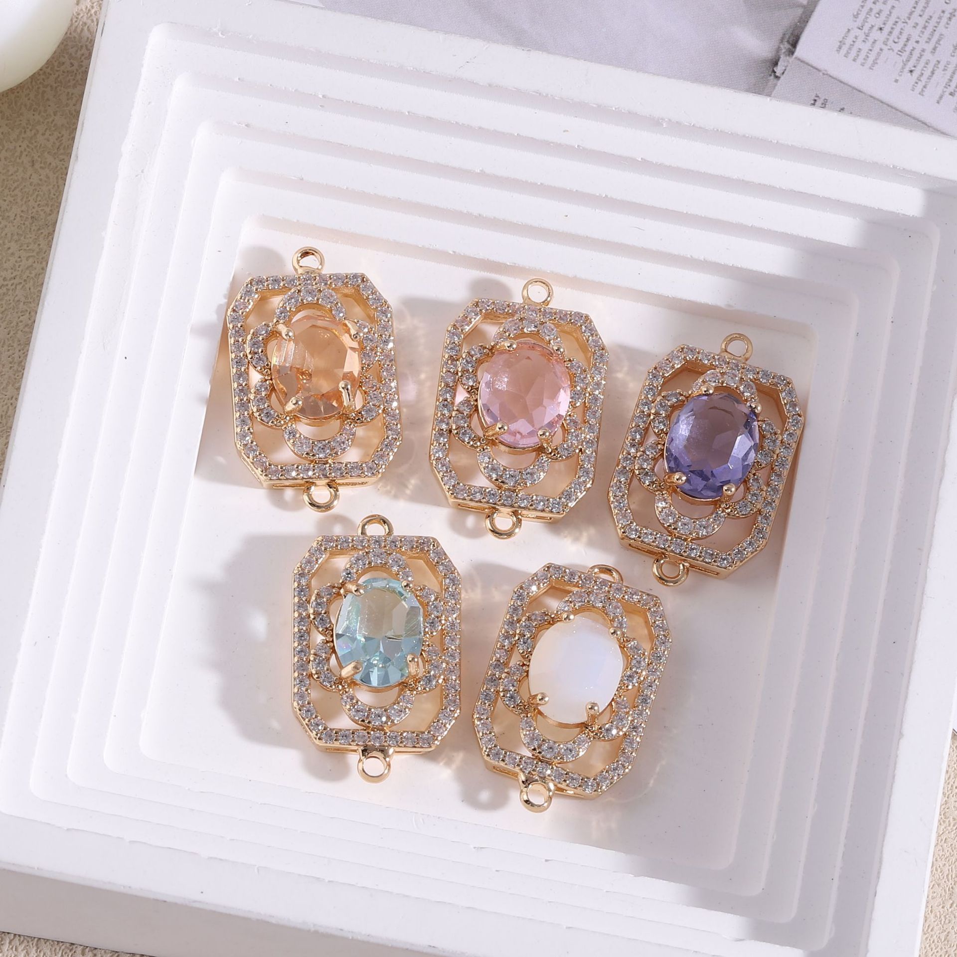다이아몬드 스터드 직사각형 꽃, 더블 홀 펜던트 팔찌  - Diamond Stud Earrings 리뷰 및 가격