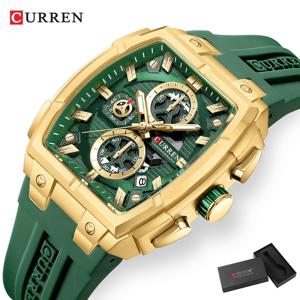 CURREN 남성용 럭셔리 빈티지 시계, 실리콘 스트랩 - Jewelry And Watches 리뷰 및 가격