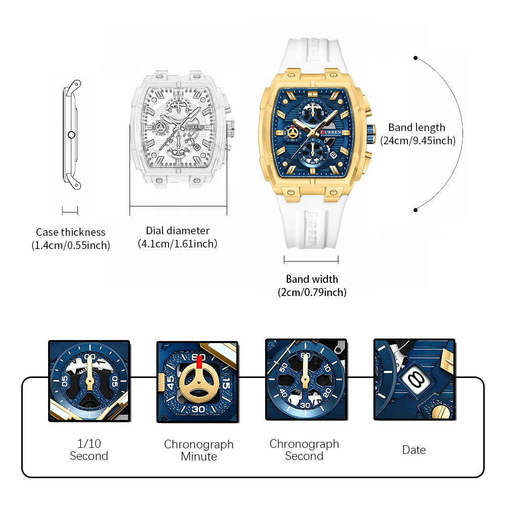CURREN 남성용 럭셔리 빈티지 시계, 실리콘 스트랩 - Jewelry And Watches 리뷰 및 가격
