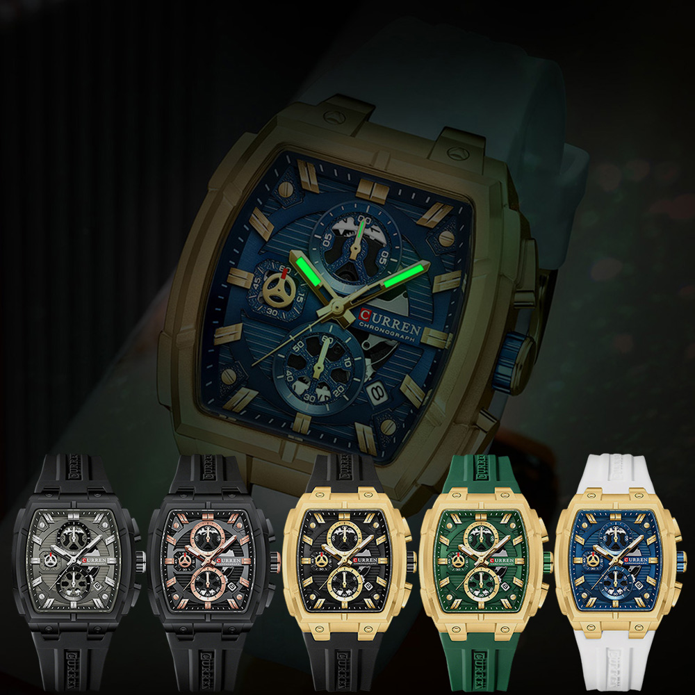 CURREN 남성용 럭셔리 빈티지 시계, 실리콘 스트랩 - Jewelry And Watches 리뷰 및 가격