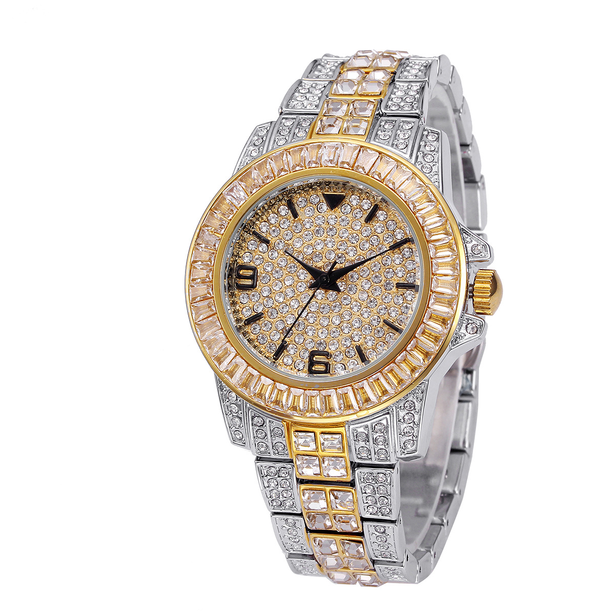 럭셔리 풀 스톤 쿼츠 시계 남녀 힙합 골드 패션 손목시 - Jewelry And Watches 리뷰 및 가격