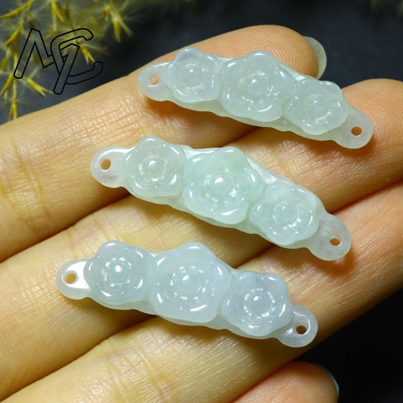 1pc 천연 경옥 에메랄드 꽃 핸드 카드 DIY 액세서 - Jewelry & Watches Sp Z Oo Ul Frezerów 3 리뷰 및 가격