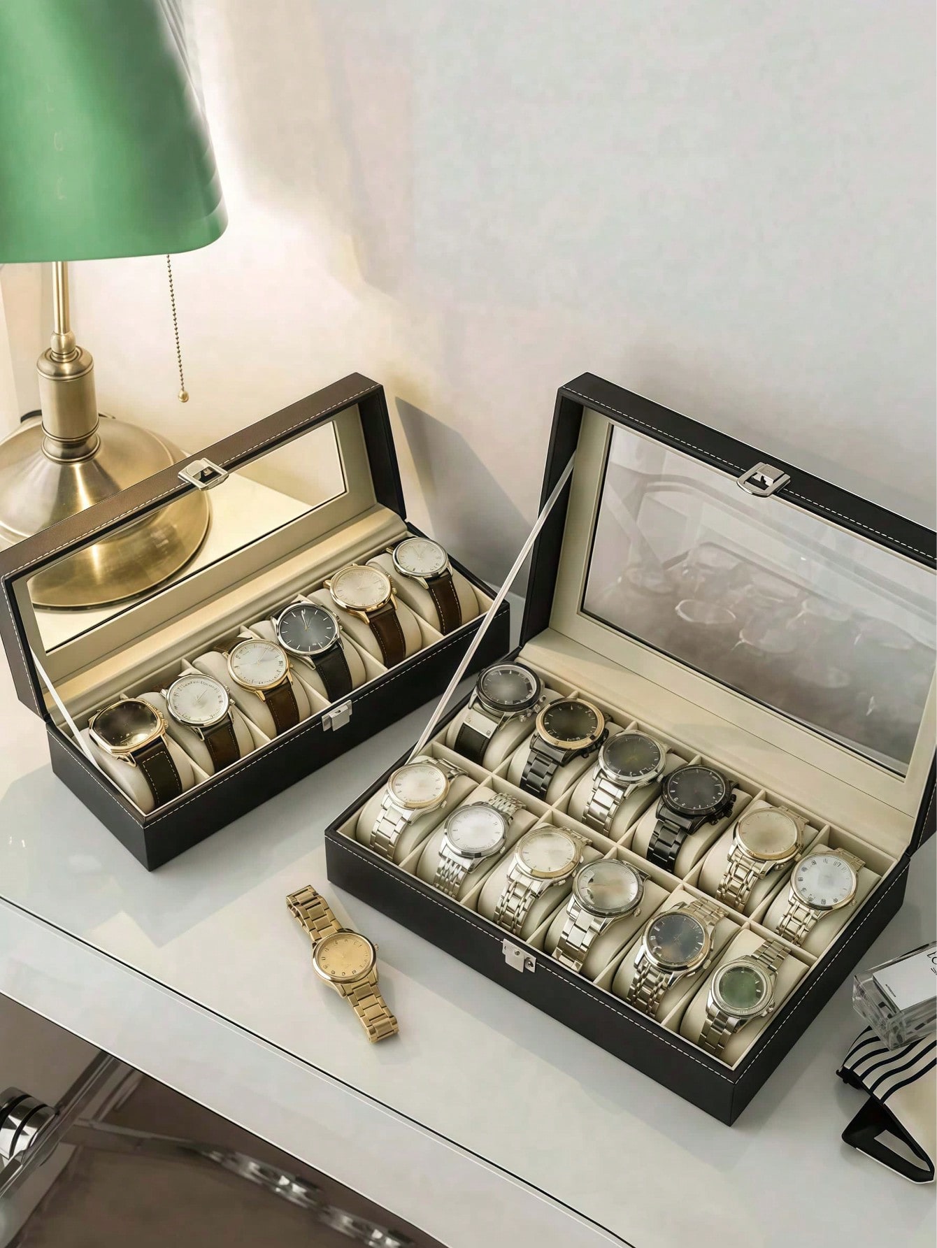잠금장치가 있는 가죽 시계 상자, 대용량 시계 진열 케 - Jewelry Watches Men 리뷰 및 가격
