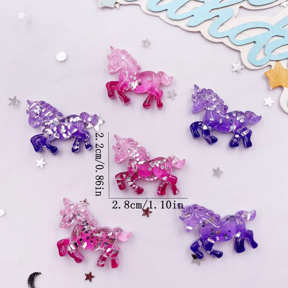 6PCS 다채로운 수지 반짝이 3D 유니콘 말 플랫 백 - Paradise Jewelry & Watches Llc Photos 리뷰 및 가격