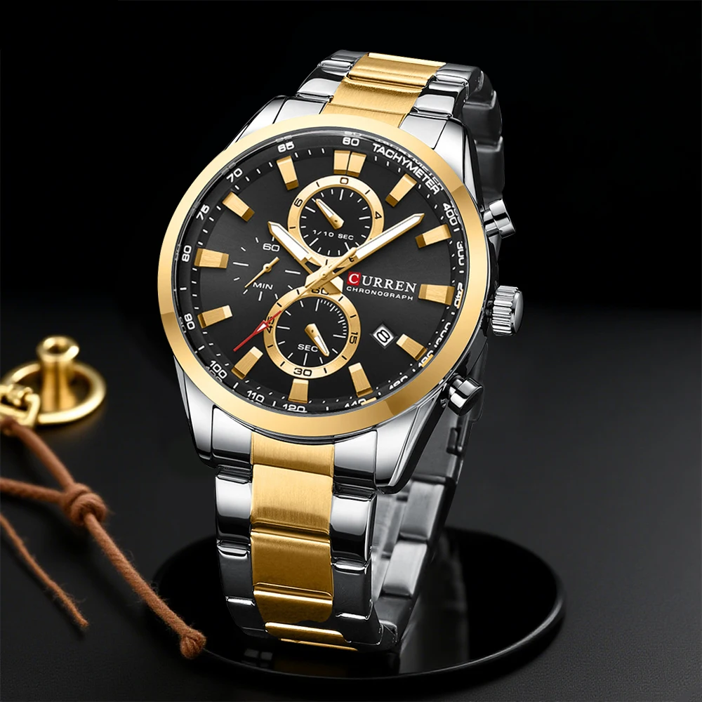 CURREN 캐주얼 쿼츠 크로노 스포츠 시계 남성용 브 - Jewelry And Watches 리뷰 및 가격