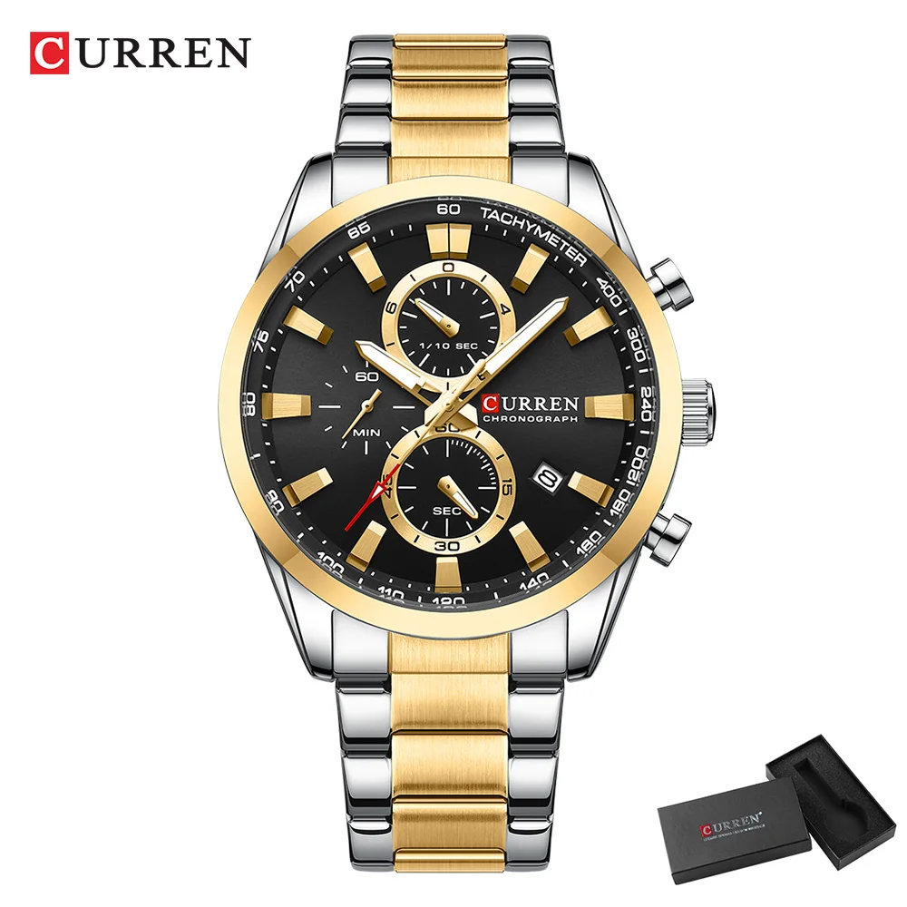 CURREN 캐주얼 쿼츠 크로노 스포츠 시계 남성용 브 - Jewelry And Watches 리뷰 및 가격