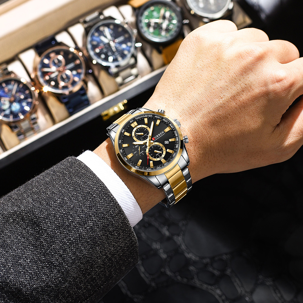 CURREN 캐주얼 쿼츠 크로노 스포츠 시계 남성용 브 - Jewelry And Watches 리뷰 및 가격