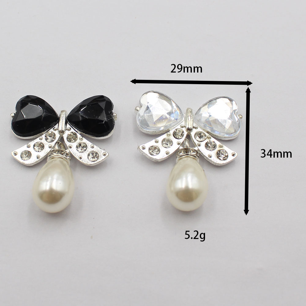 5개/세트 은합금 다이아몬드 장식 리본, 물방울 진주  - Diamond Stud Earrings 리뷰 및 가격