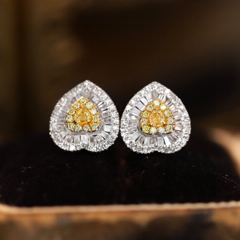 Aazuo 리얼 18K 솔리드 화이트 골드 리얼 옐로우 - Diamond Stud Earrings 리뷰 및 가격