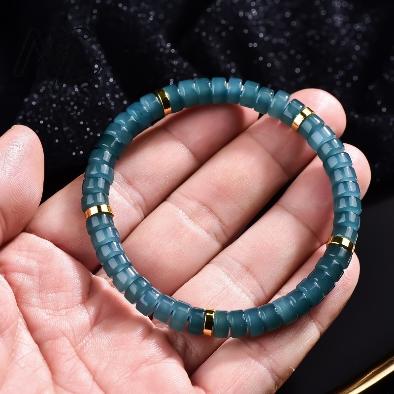 천연 비취 블루 워터 주판 비즈 스페이서 팔찌 고급 품 - Jewelry & Watches Sp Z Oo Ul Frezerów 3 리뷰 및 가격
