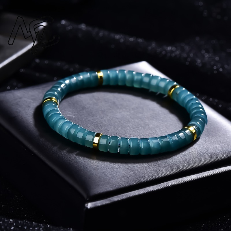 천연 비취 블루 워터 주판 비즈 스페이서 팔찌 고급 품 - Jewelry & Watches Sp Z Oo Ul Frezerów 3 리뷰 및 가격