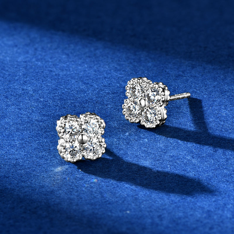 Moissanite 클로버 꽃 쥬얼리 세트 18k 골드 - Diamond Stud Earrings 리뷰 및 가격