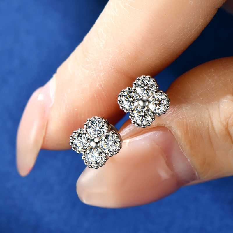 Moissanite 클로버 꽃 쥬얼리 세트 18k 골드 - Diamond Stud Earrings 리뷰 및 가격