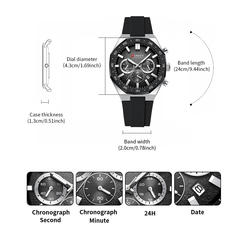 커렌 패션 캐주얼 남성 스포츠 시계 크로노그래프 실리콘 - Jewelry And Watches 리뷰 및 가격
