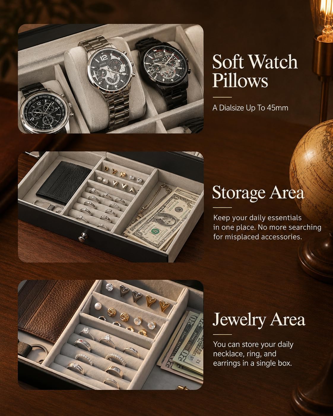 남성용 시계 보관함, 12칸 유리 뚜껑 시계 케이스,  - Jewelry Watches Men 리뷰 및 가격