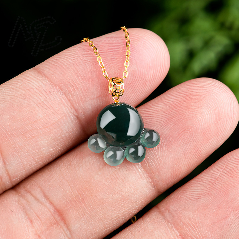 천연 진짜 에메랄드 블루 워터 제이드 고양이 발 펜던트 - Jewelry & Watches Sp Z Oo Ul Frezerów 3 리뷰 및 가격