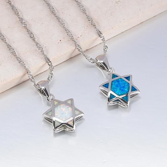 다윗의 별 오팔 펜던트 목걸이 양면 유대교 헥사그램 보 - Jewelry & Watches Sp Z Oo Ul Frezerów 3 리뷰 및 가격