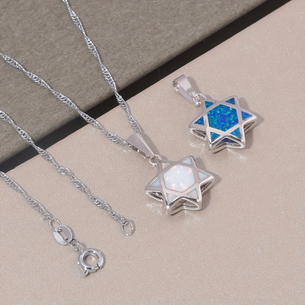다윗의 별 오팔 펜던트 목걸이 양면 유대교 헥사그램 보 - Jewelry & Watches Sp Z Oo Ul Frezerów 3 리뷰 및 가격