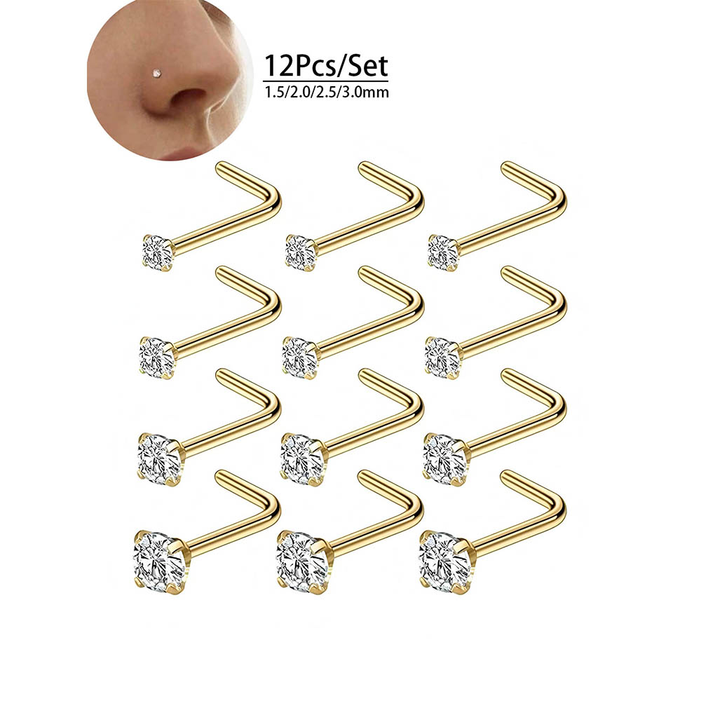 12피스 풀세트 316L 저자극성 L자형 코걸이 다양한 - Diamond Stud Earrings 리뷰 및 가격